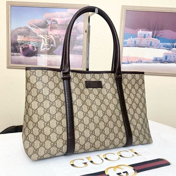 GUCCI GG Pattern Pvc/Leather tote Bag 💼 - Picture 4 of 17